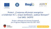 COMUNICAT DE PRESĂ Demararea proiectului Creșterea eficienței energetice a Grădiniței Nr. 1, orașul Ștefănești, județul Botoșani, Cod SMIS: 342970